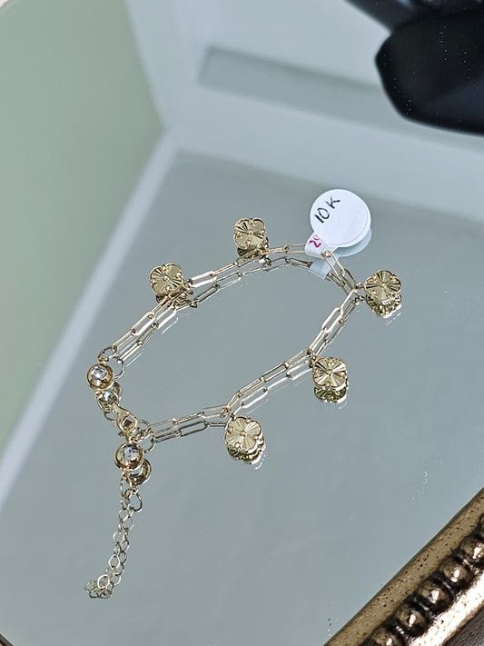 10K Gold Onyx clover bracelet # 29