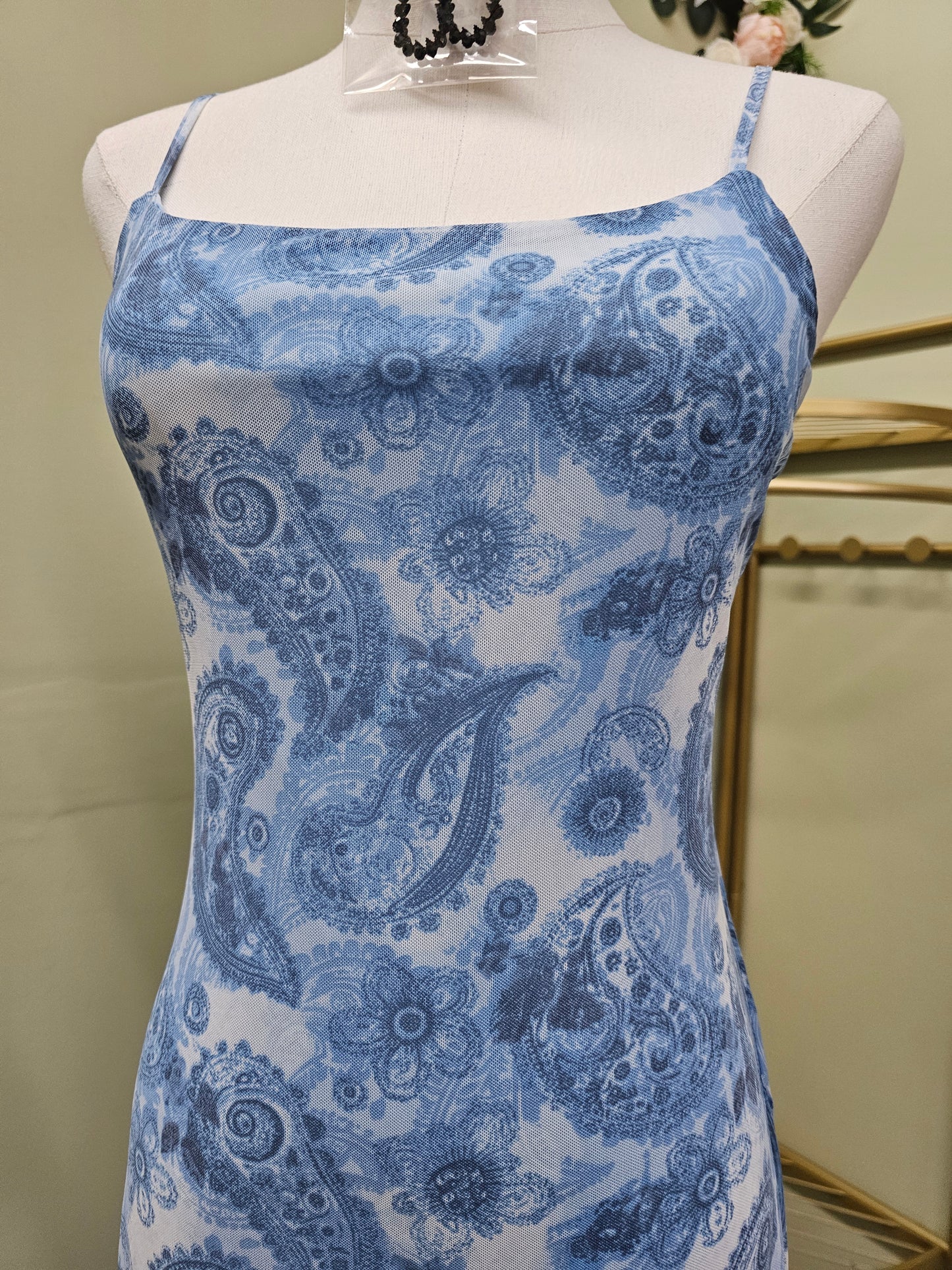 Blue Print women Dress open back