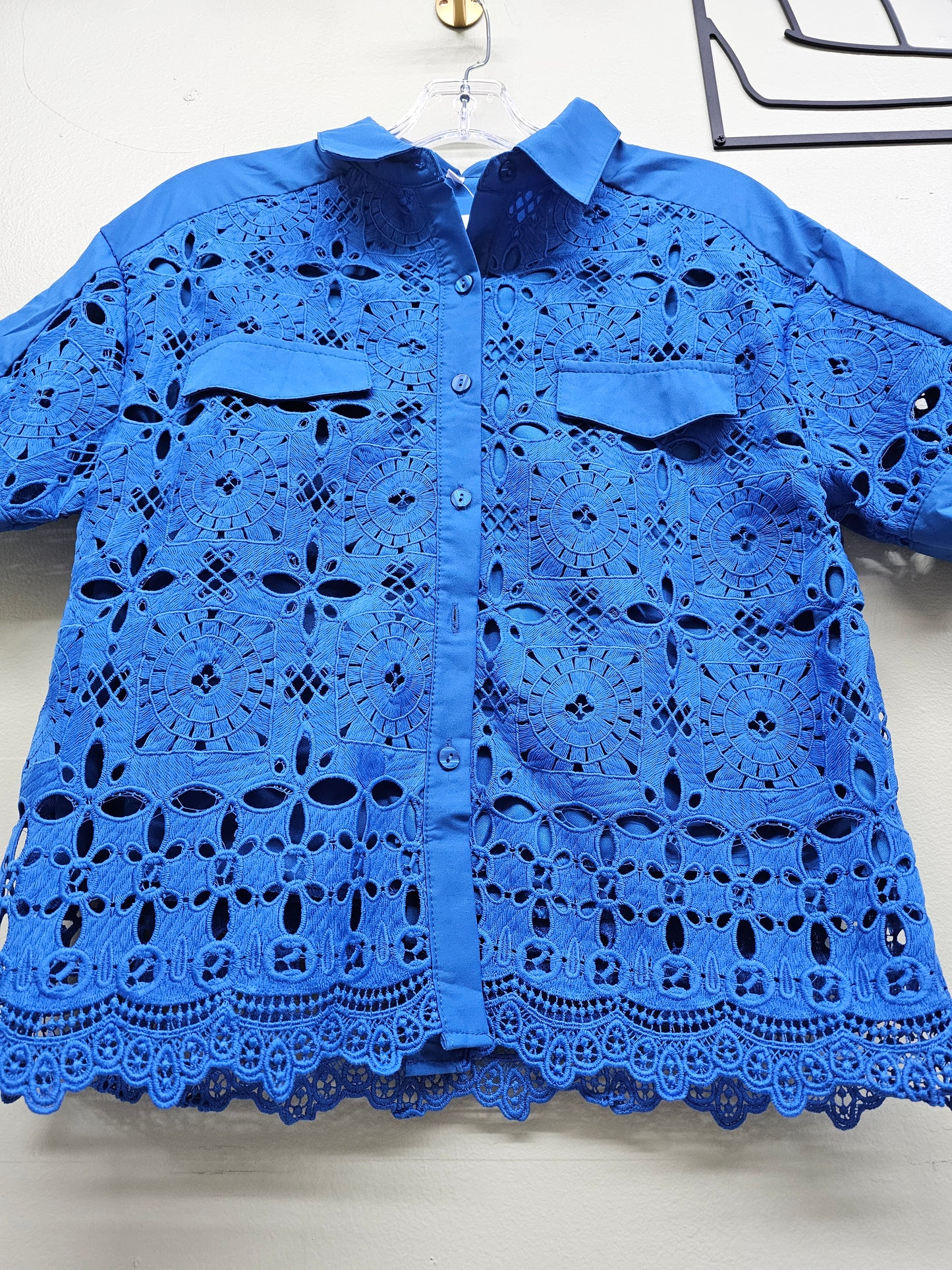 Blue Exotic Women Blouse Lace