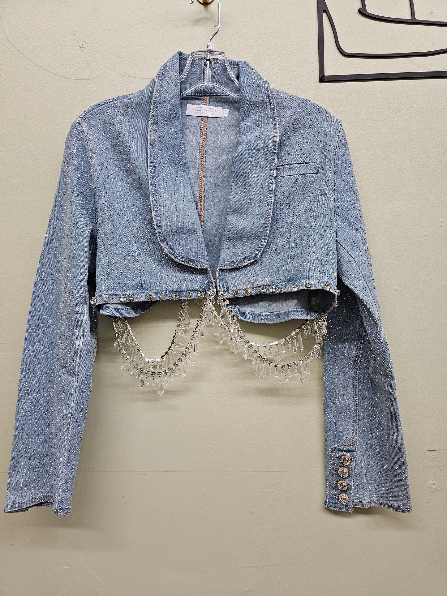 Andrea Sparkling women crop jackets with rhinestone
