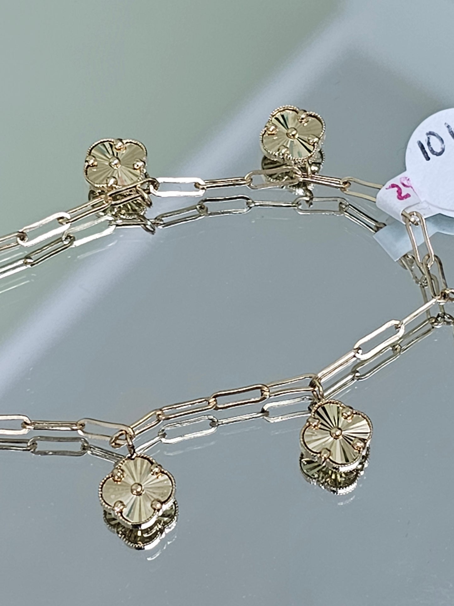 10K Gold Onyx clover bracelet # 29
