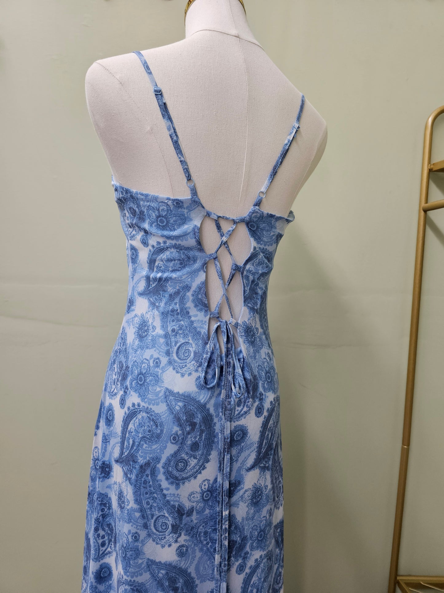 Blue Print women Dress open back