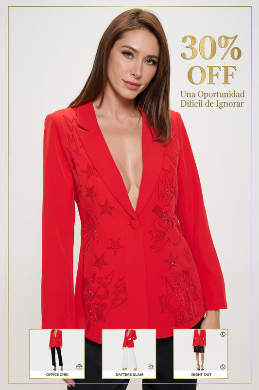 Blazer Red Rock Embellished  Rhinestone  #T