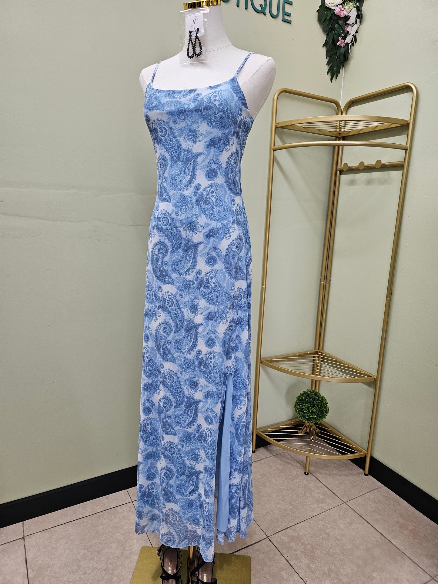 Blue Print women Dress open back