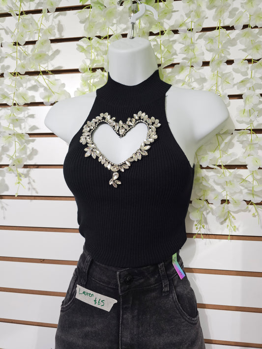 Blouse black heart