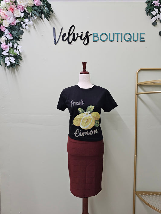 Lemon Black T-shirt Women #T