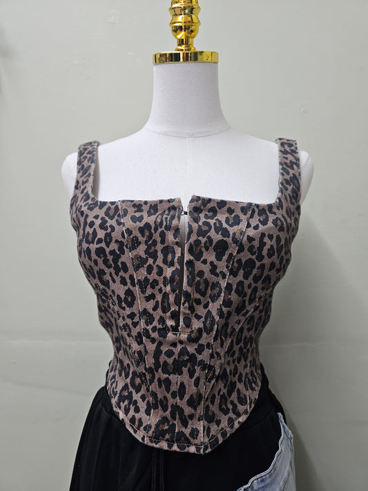 Siena animal print Denim Women Top