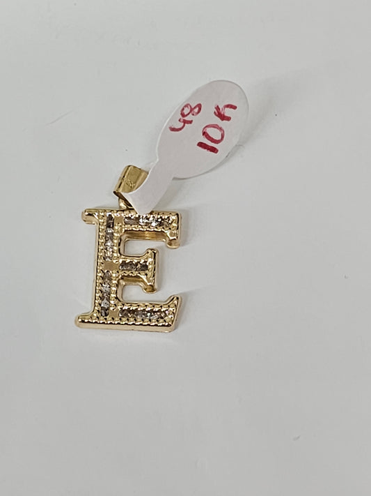 E Letter Pendant 10k Gold #48