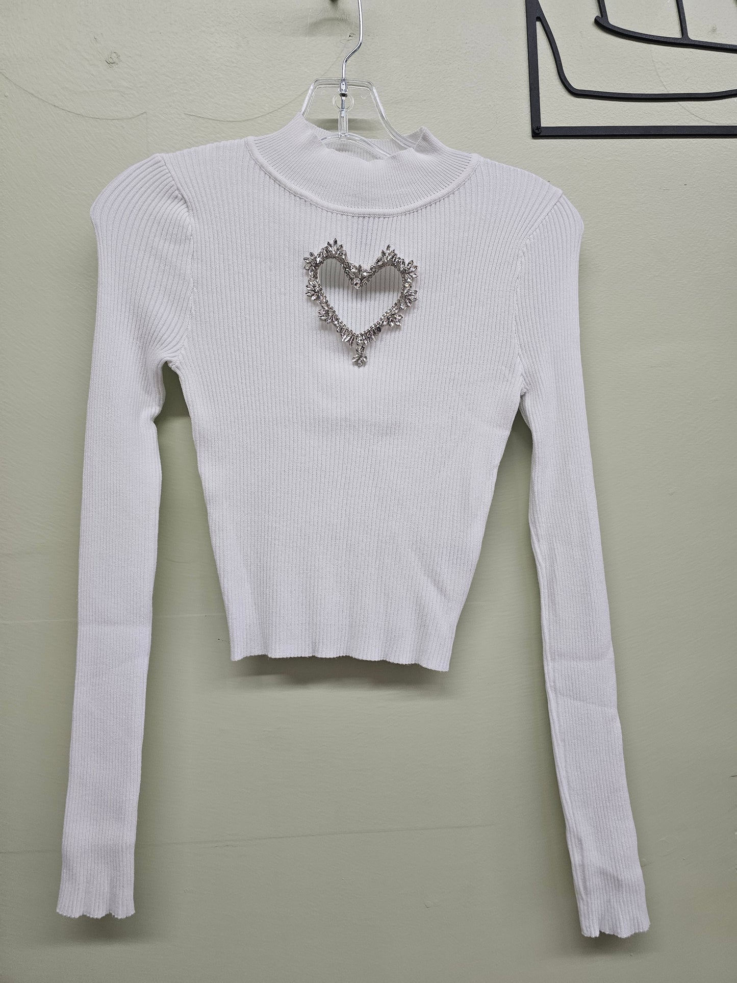 SEXY DAIMOND HEART BLOUSE TOP  LONG-SLEVEE #T