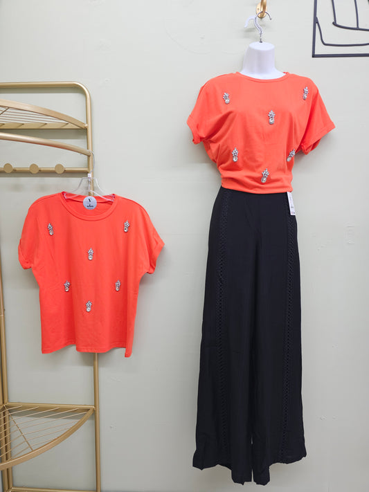 Orange Pineapple Women Blouse #T
