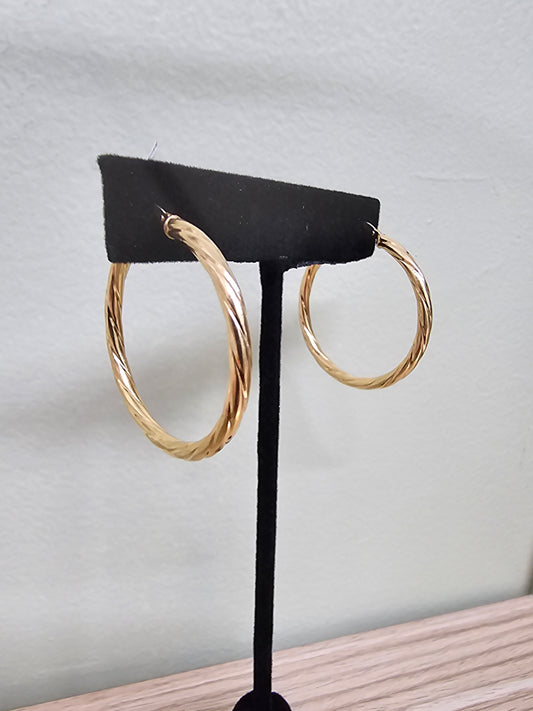 14k Gold semi twist Hoop earrings #8