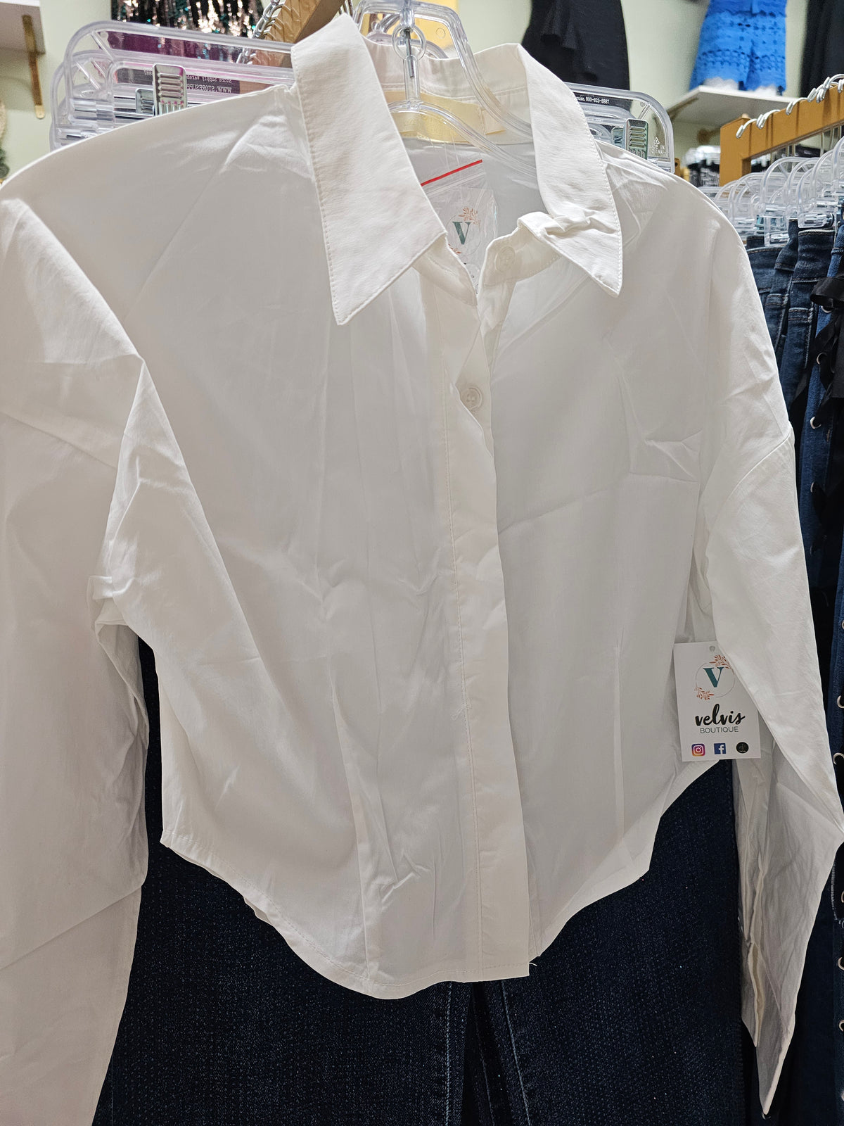 Secretary White Crop Top with Tie