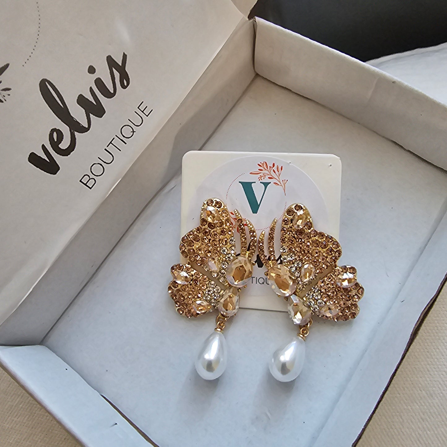 Butterfly gold earrings