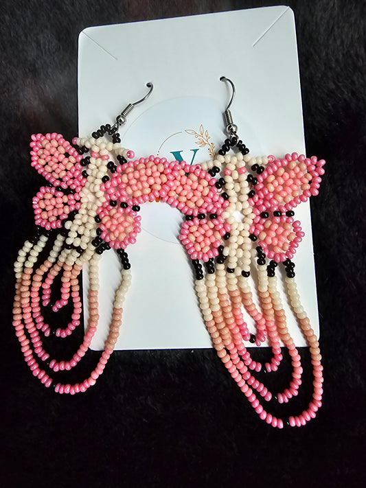 Butterfly Beads Earrings Pink