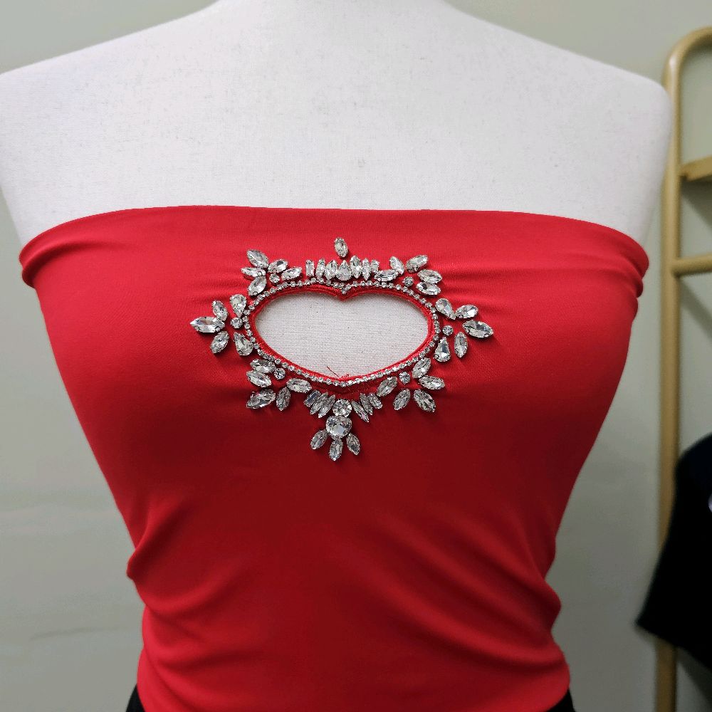 Camilla  rhinestones heart women Top strapless